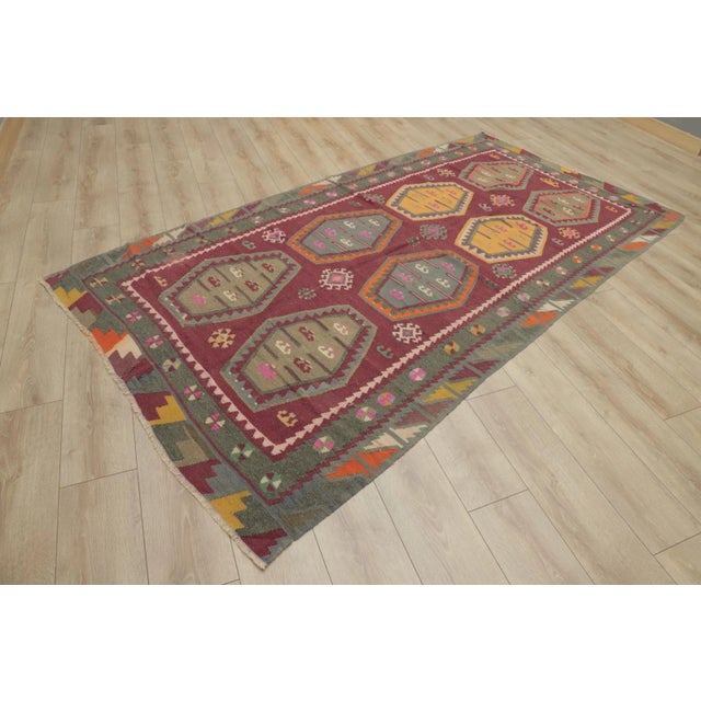 1970s Tribal Red Gray Kilim For Sale In Sacramento - Image 6 of 13
