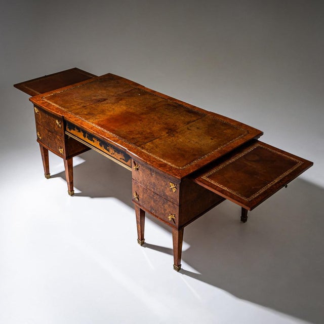 Metal Antique Italian Thuya Burl Desk, 1900 For Sale - Image 7 of 14