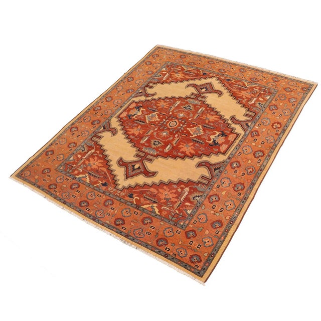 Rustic 1980s 1980s Semi Antique Rustic Low Pile Tan/Orange Wool Rug For Sale - Image 3 of 10