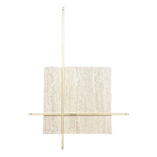 Vintage Travertine and Glass Coffee Table For Sale