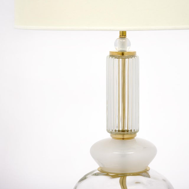Italian Venetian Glass Modernist Pair of Lamps, Murano, Italy - a Pair For Sale - Image 3 of 9