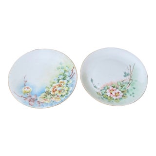 Set of 2 Antique Uno Favorite Bavaria Floral Plate For Sale