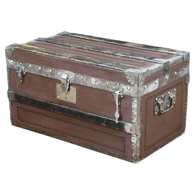 Antique French Wooden Crate with Key For Sale