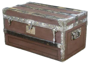 Antique French Wooden Crate with Key
