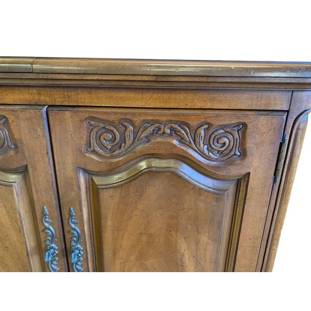 Mid 20th Century Mid 20th Century Drop Fold Out Dry Bar Tea Serving Cart With Cabinet For Sale - Image 5 of 10