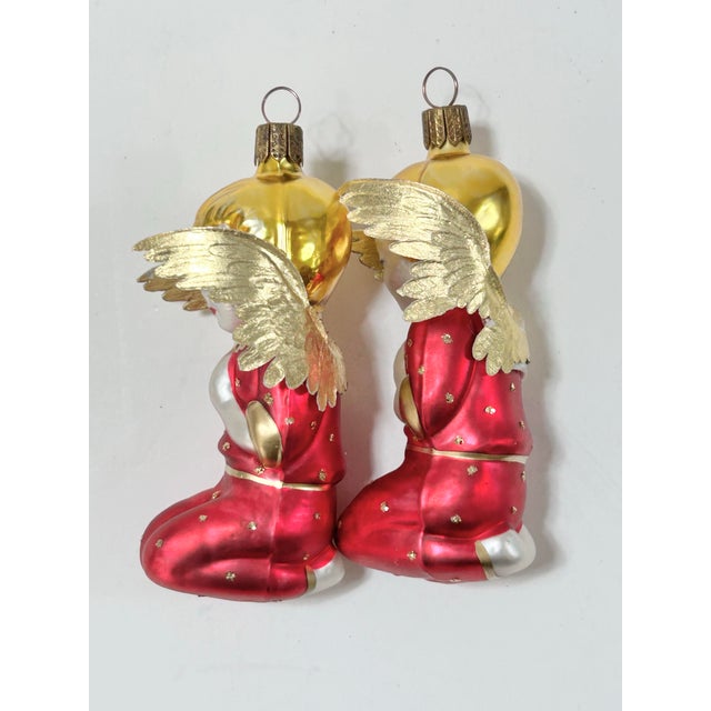 American Vintage German Glass Praying Angel Christmas Ornaments – Pair For Sale - Image 3 of 8