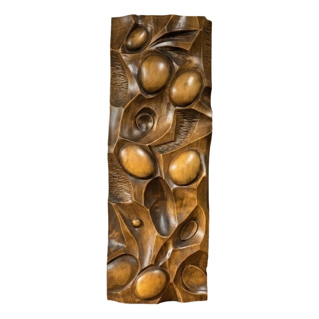 Mid-Century Carved Wood Wall Panel For Sale