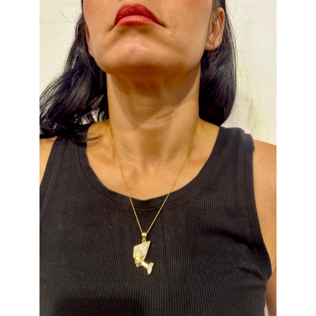 Vintage 1 Ct Diamond Face Pendant with hat 14 Karat Yellow Gold + Chain For Sale - Image 14 of 18