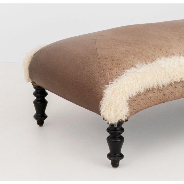 Adrian Pearsall Modern Embossed Leather and Flokati Chaise Longue For Sale - Image 4 of 11