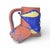 A striking hand built sculptural mug in thick terracotta and layered, pooled glaze by American ceramicist Mark Tarabula....