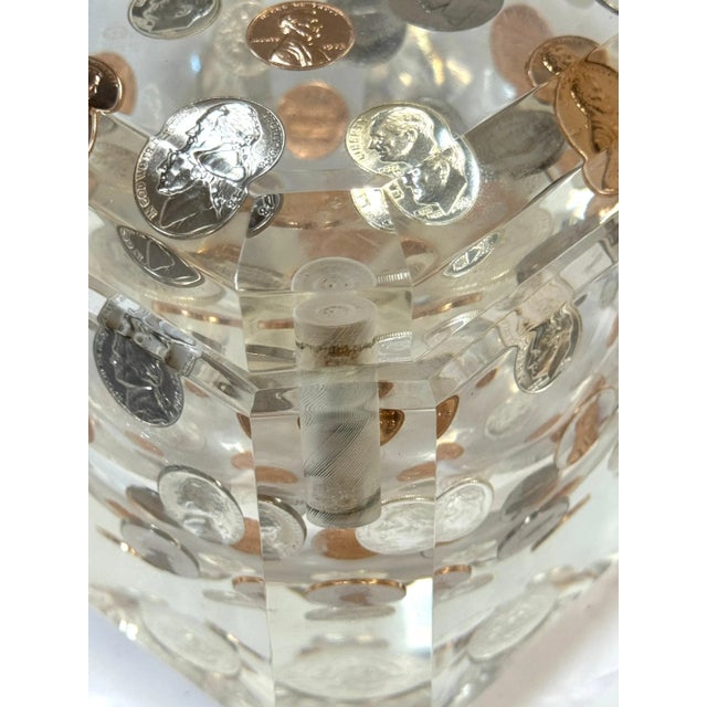 Mid-Century Modern Mid-Century Lucite Ice Bucket with Embedded U.S. Coins, circa 1975 For Sale - Image 3 of 12