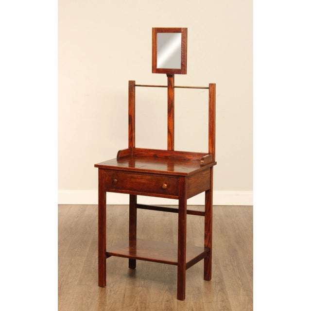 Antique Arts & Crafts Oak Shaving Stand For Sale - Image 10 of 12