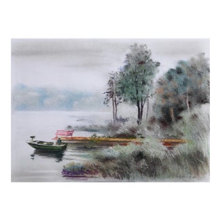 Dock, Erik Freyman Pastel on Paper, Signed in Pen For Sale