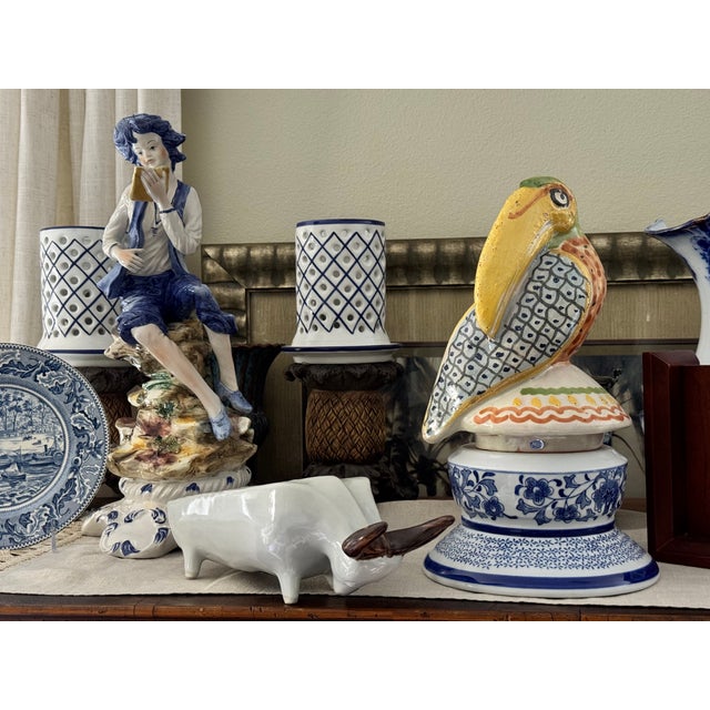 Made in Mexico Hand Painted and Glazed Terra Cotta Tucan Figure For Sale - Image 14 of 15