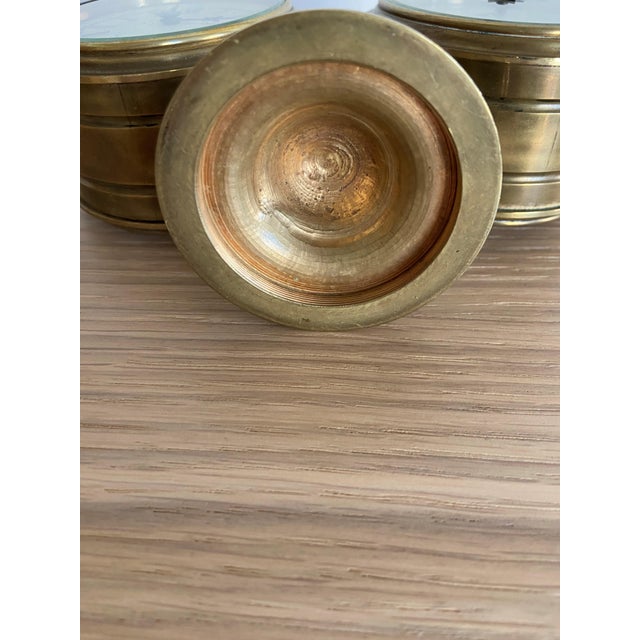 Metal Antique Brass-Cased Desk Clock and Aneroid Barometer C. 1870 - Architectural and Twin-Dial Instrument For Sale - Image 7 of 9