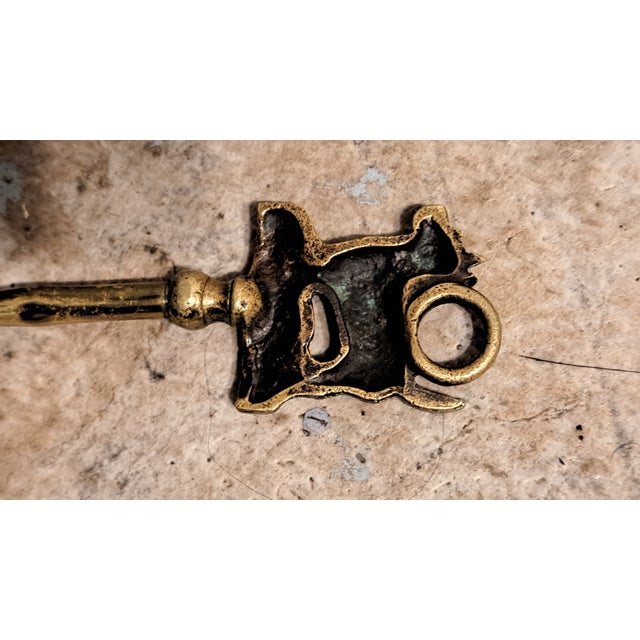 English 1960s Aberdeen Terrier Brass Roasting Fire 3 Prong Fork For Sale - Image 3 of 11