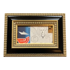 Contemporary Original Judy Henn Abstract Ink Drawing/Collage “First Day in Flight “ Framed