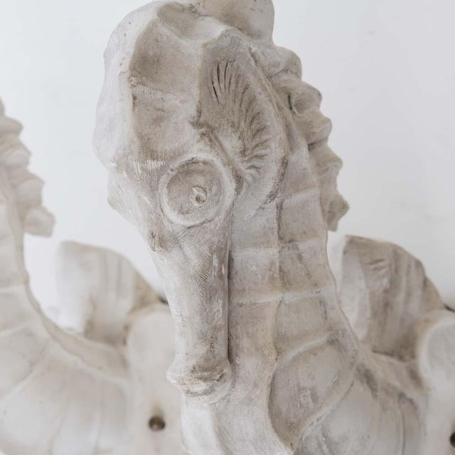1950s Pair of Large Plaster Seahorse Wall Sconces For Sale In Los Angeles - Image 6 of 11