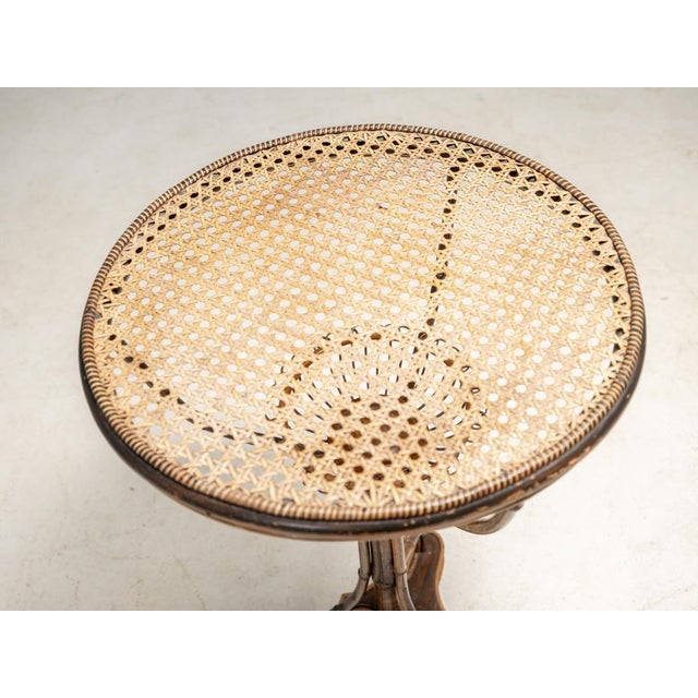 Wood Art Nouveau Bentwood & Rattan Pedestal Table, Central Europe, 1910s For Sale - Image 7 of 8