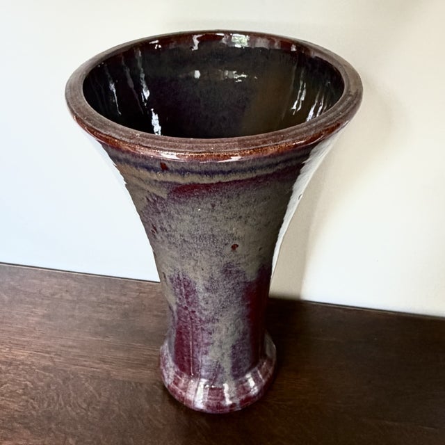 Brown Large Vintage Stoneware Vase with Reactive Glaze, 1960s For Sale - Image 8 of 16