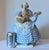 Herend Deryne (Mrs. Dery) Large 14” Porcelain Figure: Woman With Guitar/Mandolin (Blue Gown, Floral Motifs) Ligeti Early Mark, Vintage #5753 For Sale - Image 13 of 18