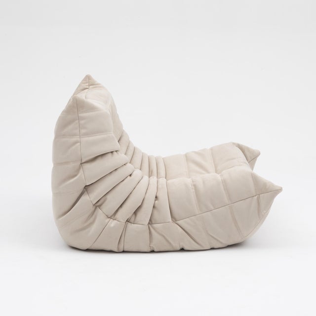 Mid-Century Modern Ligne Roset Vintage Togo Fireside Chair in Soft Ivory Microfibre Restored For Sale - Image 3 of 15