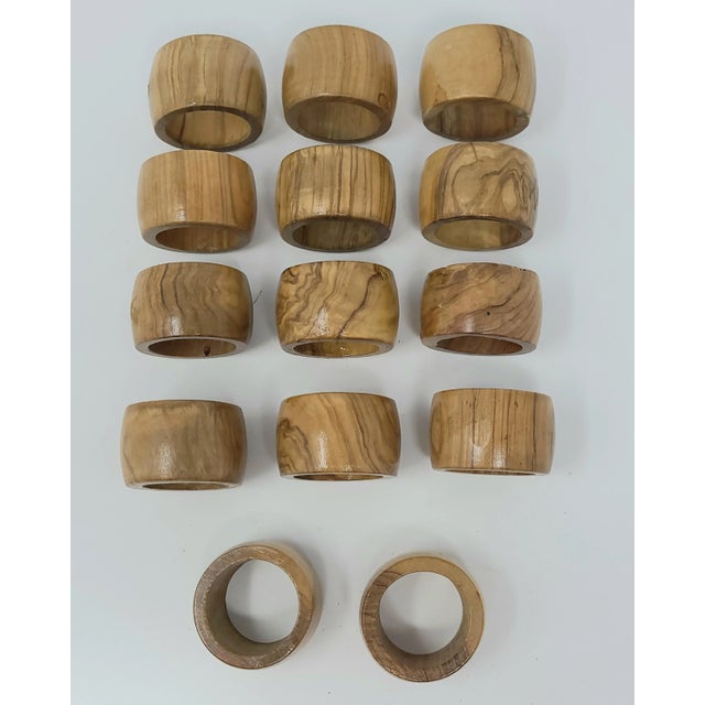 Vintage Burl Wood Napkin Rings Set of 14 Amazing grain and color - heavy and beautiful!