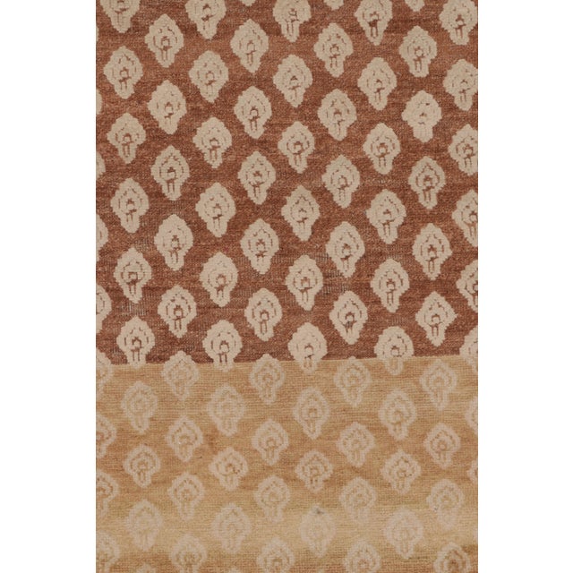 Rug & Kilim’s Modern Block Print Rug Design in Brown With Beige-Cream Motifs For Sale In New York - Image 6 of 8