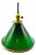 1920s Art Deco Banker/Poker Hanging Ceiling Light W/ 9" Brass Rim Green Glass Shade For Sale