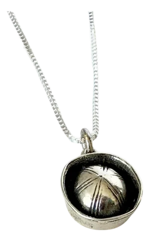 Mid 20th Century American Navy Sailor Cap Vintage Sterling Silver Charm on New 18 Inch Sterling Silver Chain Necklace