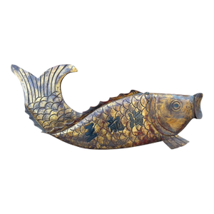 Vintage Carved Wood Fish Sign - Chinese Dragon King