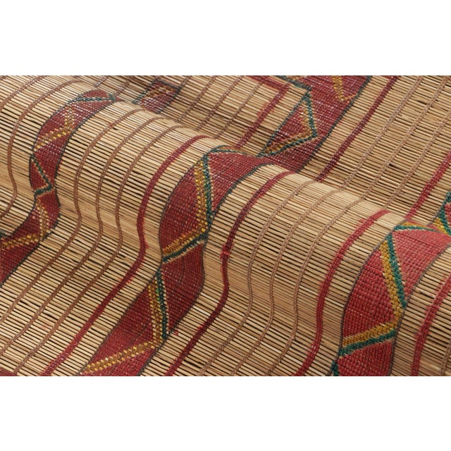 Vintage Square Tuareg Mat in Red and Green Tribal Geometric Patterns For Sale In New York - Image 6 of 7