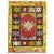 Turkish Konya small throw size square rug with a floral medallion and border design.