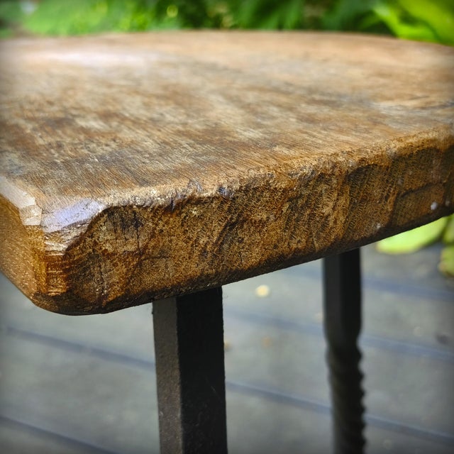 Wood Vintage Side Tables in Wrought Iron and Oak, France, 1930s, Set of 2 For Sale - Image 7 of 18