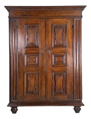 Antique Baroque Wood Wardrobe with Doors, 1700s