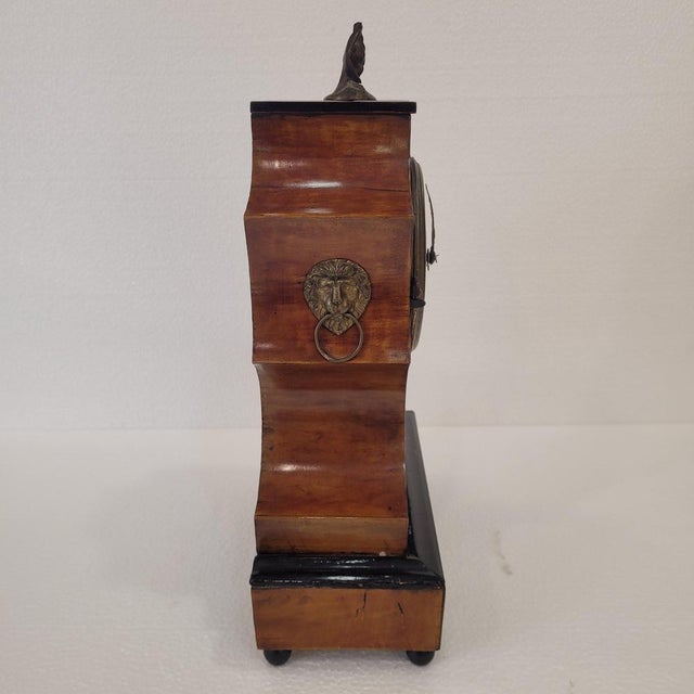Wood Biedermeier Mantel Clock in Wood with Double Chime, Germany, 1840 For Sale - Image 7 of 18