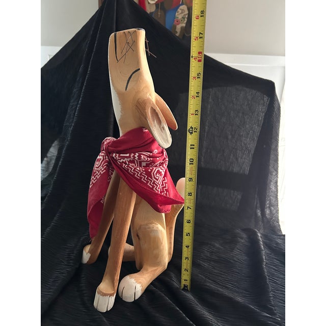 Vintage Folk Art Howling Coyote Wood Carving by Jorge Rodriguez Santa Fe For Sale - Image 9 of 9