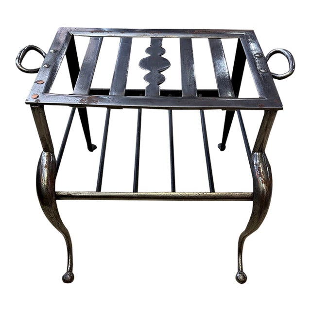 1920s Wrought Iron Fireplace Trivet Kettle Stand With Handles For Sale