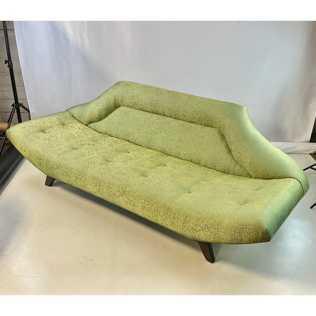 Wood 1960s Vintage Italian Luigi Tiengo Gondola Sofa, Scalamandre Starburst Silk Embroidered Upholstery For Sale - Image 7 of 15