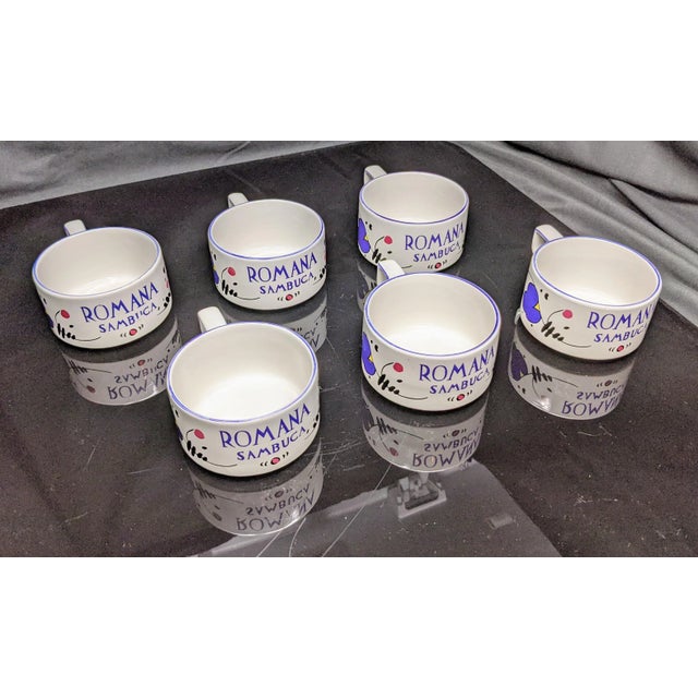 1980s Vintage 1990s Romana Sambuca Ceramic Coffee Cups - Set of 6 For Sale - Image 5 of 8