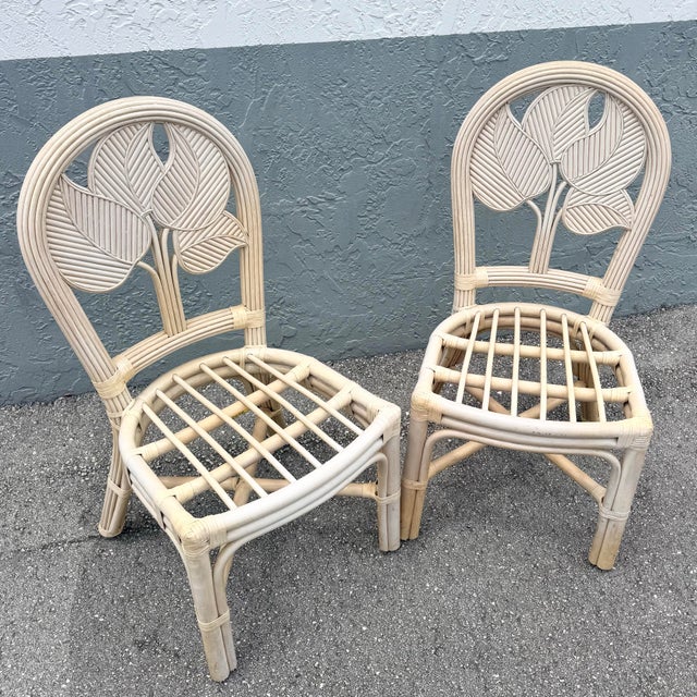 Late 20th Century Boho Chic Sculpted Leaf Back Pencil Reed Dining Chairs - Set of 6 For Sale - Image 5 of 12