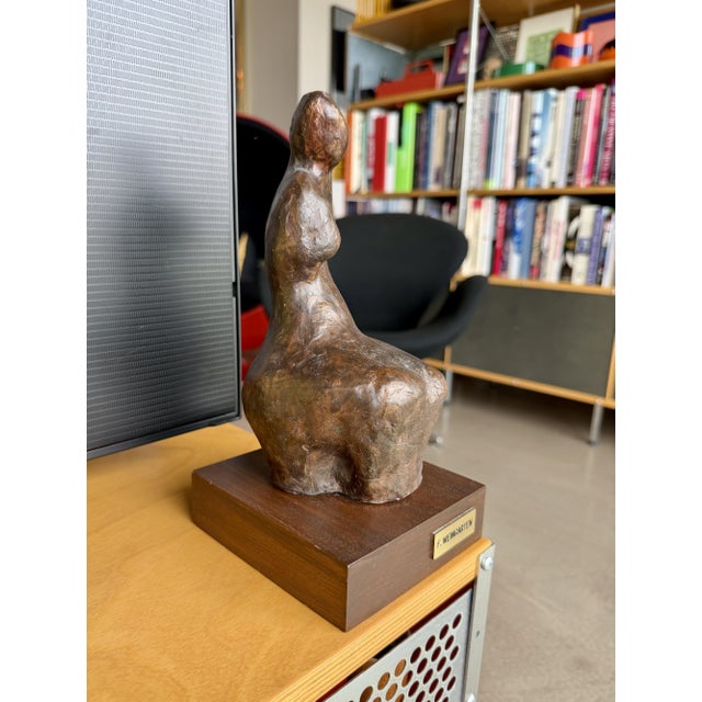 Henry Moore Mid Century Francis Weingarten Belgium Ceramic Female Torso Sculpture European Expressionist Clay Figure Wood Base For Sale - Image 4 of 15
