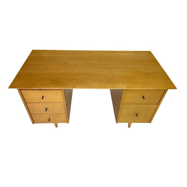 Wood Attributed to Paul McCobb for Planner Group Maple Double Pedestal Desk, 1950s For Sale - Image 7 of 18