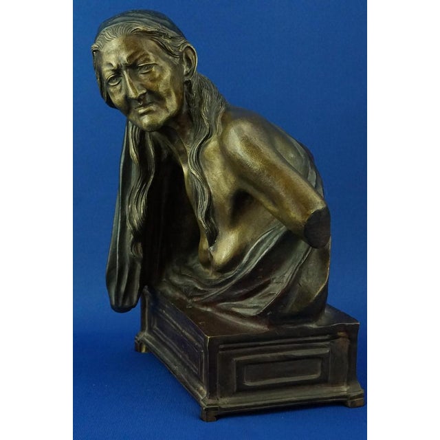 Vincenzo Gemito, Art Nouveau bronze sculpture titled La Sibilla, 19th Century, Naples Italy For Sale - Image 11 of 18