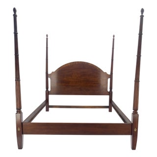 Mahogany King Size Banded Headboard Poster Bed w/ Turned Finials MINT! For Sale
