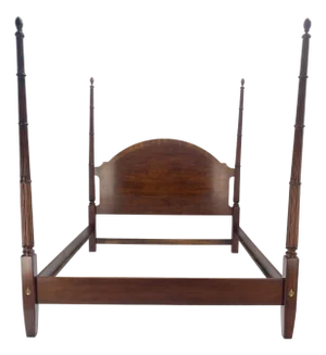 Mahogany King Size Banded Headboard Poster Bed w/ Turned Finials MINT!