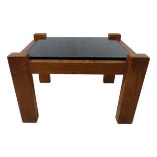 Brutalist Coffee Table in Oak & Natural Stone, 1970s For Sale