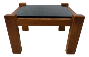 Brutalist Coffee Table in Oak & Natural Stone, 1970s