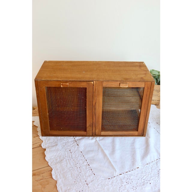 Rustic Wooden Pantry with Metal Wire Mesh, 1950s For Sale - Image 3 of 9