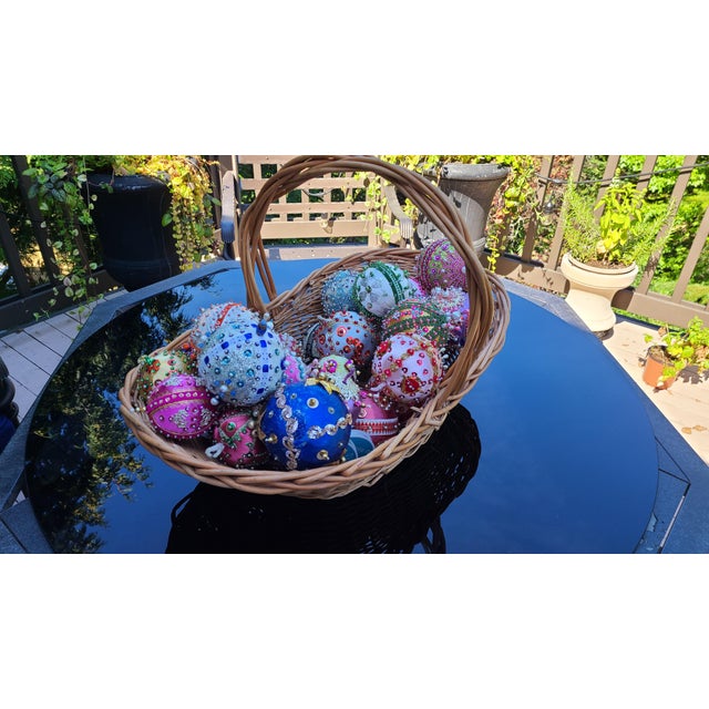 Vintage Folk Art Beaded Christmas Ornaments- Set of 4 For Sale - Image 11 of 13